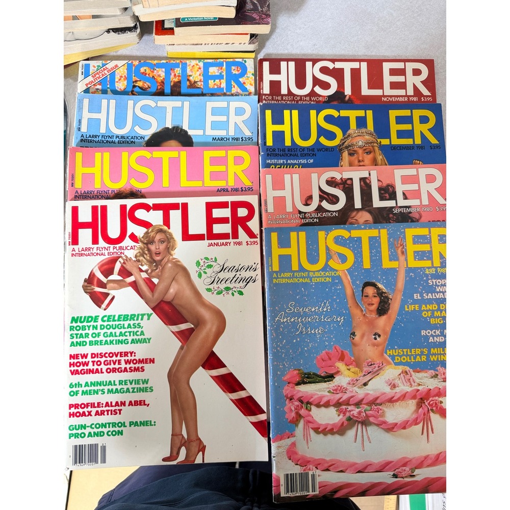 Vintage Hustler Magazine Lot 8 Issues 1980-1981 7th Anniversary Robyn Douglass
